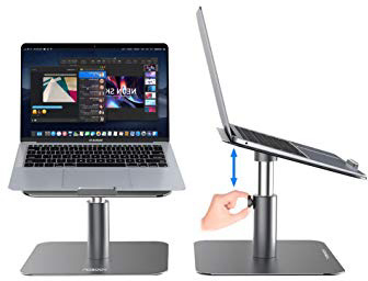yoozon Soporte de Laptop, Ordenador Stand Económico Portátil, Color Plata con Cuerpo de aleación de Aluminio Altura Ajustable con rotación 360° para Computadoras, Macbook, Lenovo, DELL, Acer, HP,etc