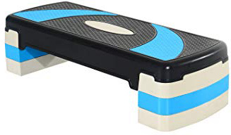 HOMCOM Step de Aeróbic para Fitness Tabla Plataforma Stepper Deporte Gimnasia Altura Regulable 3 Niveles Carga 150kg