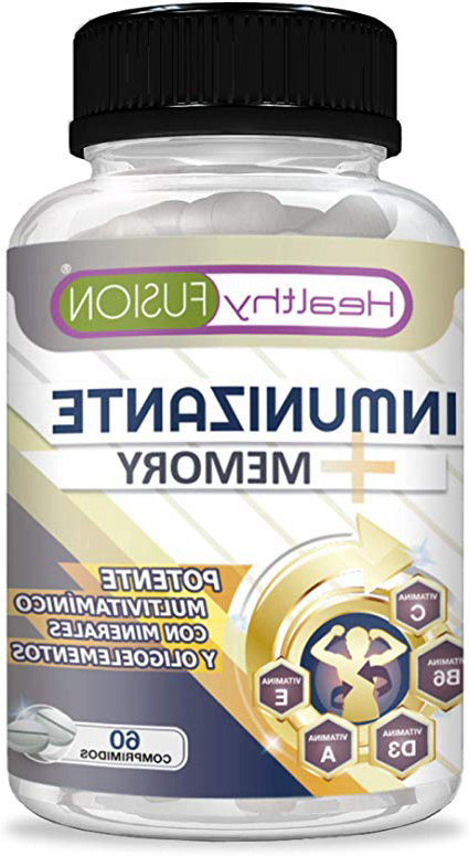 Potente y Completo Multivitamínico con Vitaminas C, E, B3, B5, A, B6, B2, B1, B9, B12, D3, Zinc y Hierro – Evita gripes y resfriados además de mejorar y fortalecer la memoria – 60 comp. sin colorantes