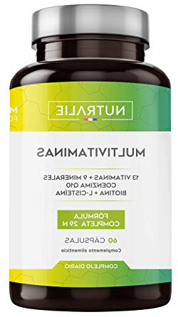 Multivitaminas y Minerales 29 Nutrientes Esenciales | Complejo Multivitaminico con Vitaminas A, B, C, D, E, K, Biotina, L-cisteína, Coenzima Q10 y 9 Minerales | 60 Cápsulas | Nutralie