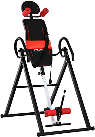 HOMCOM Tabla de Inversión Gravitacional Plegable Acolchada con Cinturón de Seguridad Regulable en Altura para Usuarios de 130-190cm Ejercicio y Alivio de Dolores de Espalda Carga Máxima 150 kg