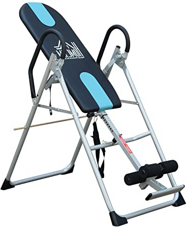 HOMCOM Tabla de Inversión Gravitacional Plegable con Altura Ajustable a 147-198cm y Cinturón de Seguridad Carga 136kg Material de Acero