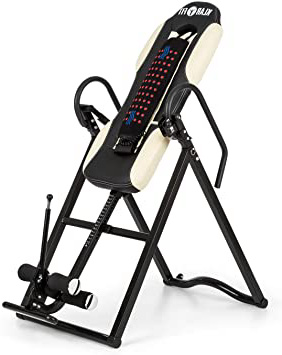 Klarfit Ease Delux - Tabla de inversión, Estiramiento 3 Niveles, Alivia Dolores, Plegable, Masaje, Máx. 136 kg, Alturas 1,54-1,98 m, Acolchado Negro