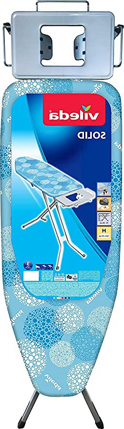 Vileda Solid - Tabla de planchar mediana, altura regulable 74 - 95 cm, superficie de planchado extra grande, estable y robusta, medidas: 122 x 44 cm, color azul