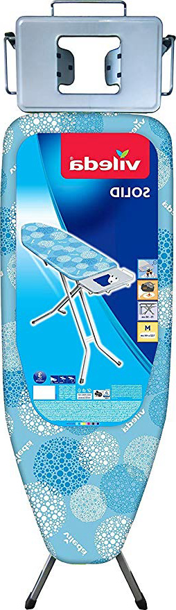 Vileda Solid - Tabla de planchar mediana, altura regulable 74 - 95 cm, superficie de planchado extra grande, estable y robusta, medidas: 122 x 44 cm, color azul
