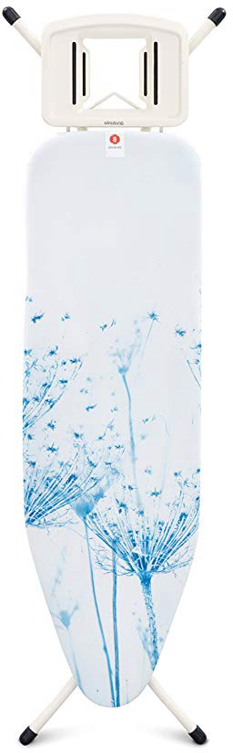 Brabantia 108822 - Mesa de planchar, Soporte sólido para planchas de vapor, Estructura Blanco Puro, Multicolor (Cotton Flower), 124 x 38 cm, metal;algodón