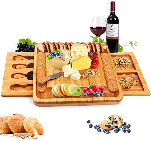 Tabla de bambú para queso con cuchillo de queso