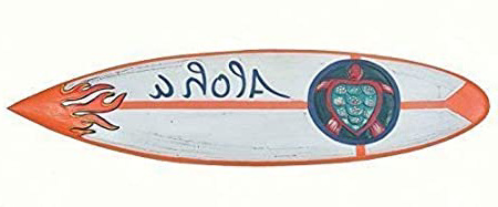Interlifestyle Aloha Tabla de Surf con Tortuga Decoración Tabla de Surf 100cm Hawai Letrero de Madera