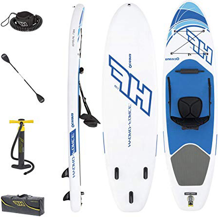 Bestway Hydro-Force Oceana 65303 - Tabla Paddle Surf Hinchable con bolsa, kit de reparación, un remo ajustable a 1 o 2 palas e inflador Multicolor