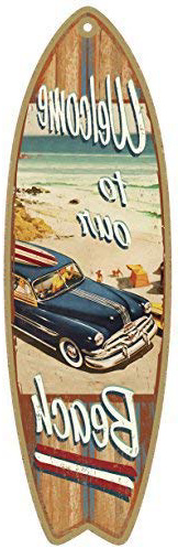 Cita de Playa, Verano Tabla de surf de madera con placa de letrero en inglés de 12,7 x 40,64 cm