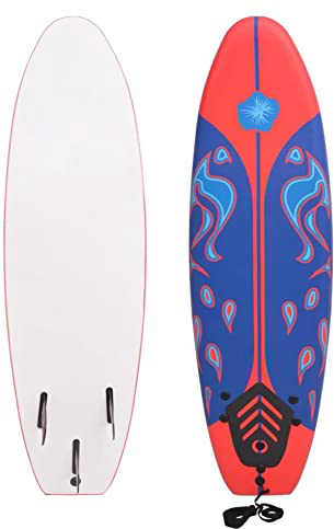 Festnight Tabla de Surf Color de Azul y Roja, 170 x 46,8 x 8 cm