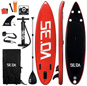 Tabla Hinchable de Paddle Surf + SUP Paddle Remo de Ajustable | Bomba | Mochila | Aleta Central Desprendible | Kit de Reparación y La Cinta para Atar al Pie(300 * 83 * 15cm Grosor, Carga Hasta: 350kg)
