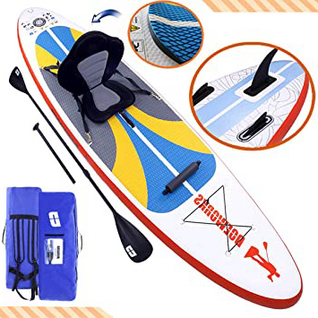 DURAERO Tabla Hinchable Paddle Surf Sup Paddel Surf Bomba, Asiento de Kayak, Almohadilla integrada, Aleta Desprendible, Doble Remo Ajustable, Kit de Reparación, 300 x 76 x 15 cm, hasta 110 kg