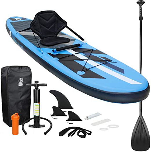 ECD Germany Tabla Hinchable Paddle Surf con Asiento Kayak Sup 305 x 78 x 15 cm Azul Stand up Paddle Board PVC/EVA 120kg 3 Antideslizantes Diferentes Modelos Incluye Paleta Aluminio Bomba y Accesorios
