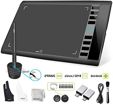 Ugee M708 V2 10x6.25 Pulgadas Tableta gráfica sin batería Stylus 8192 con Capacidad de inclinación 8 Teclas Express Express Tablet Tablet Compatible con Mac OS Windows Android
