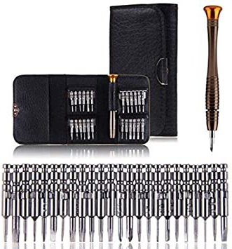 25 en 1 Juego de Mini Destornilladores de Precisión, Vakki Multiuso Kit de Herramientas de Reparación con Estuche de Cuero para Smartphone, Computadoras, PC, Talleres Electrónicos, Reparación de Gafas