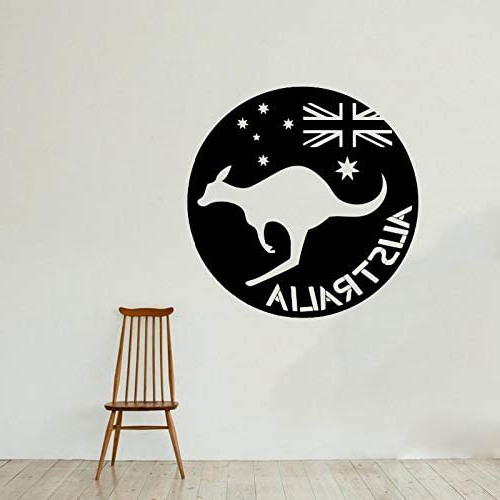 BailongXiao Etiqueta de la Pared de la Bandera Australiana Canguro Animal Etiqueta de la Pared de Vinilo habitación de los niños decoración del hogar Interior móvil Arte 75x75cm