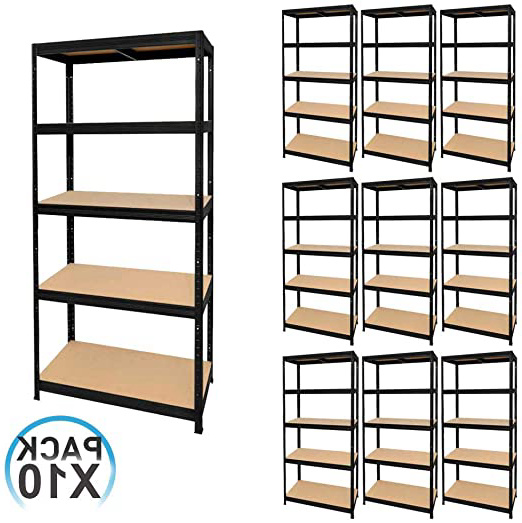 Garden House Garage 91 MegaPack 10 Estanterías Modulares Negras con 5 Baldas Ajustables 180x90x40cm GH91