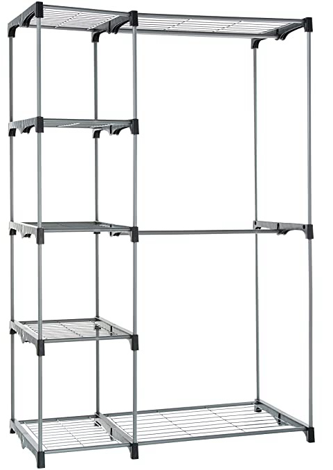 AmazonBasics - Armario móvil con doble barra, Plateado