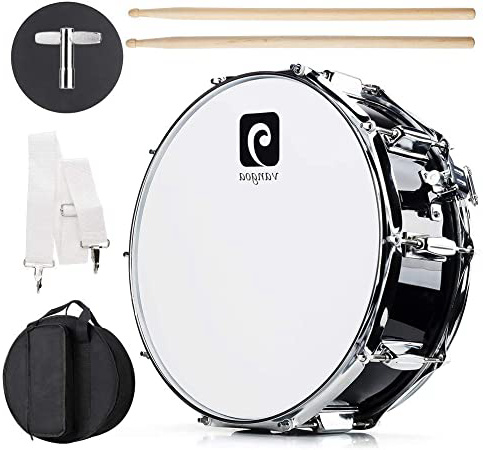 Vangoa Tambor de 14 pulgadas, 10 clavijas de afinación, cavidad de madera de arce, 14 x 5.5 pulgadas Snare Drum con Accesorios Ricos