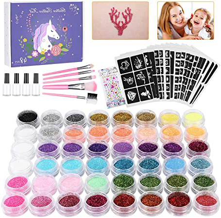 Winpok Tatuajes Purpurina, 48 Colores