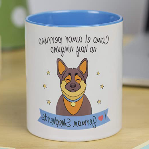 La Mente es Maravillosa - Taza con frase y dibujo divertido sobre Perro - Regalo original de MASCOTA (Taza Pastor Alemán)