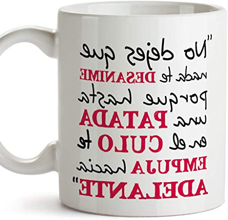MUGFFINS Taza Original con Mensaje Gracioso - No Dejes Que Nada te desanime - cerámica 350 ml - Tazas con Frases motivacionales en Tono irónico, Reg