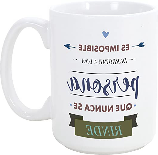 MUGFFINS Tazas Desayuno Originales con Frases motivadoras - Es Imposible derrotar a una Persona Que Nunca se rinde - 350 ml - Tazas con Mensajes motivacionales