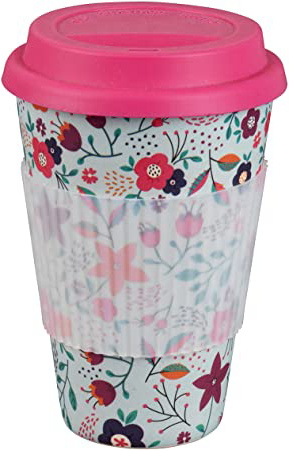 Cambridge CM04436 Poppy Flowers Reusable Sippy Mug with Silicone Lid and Sleeve