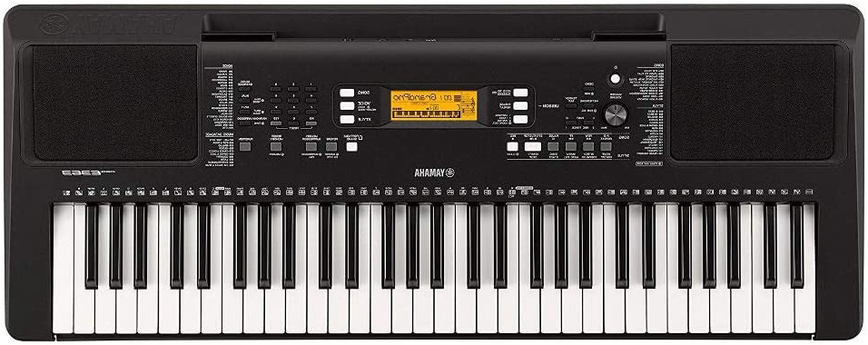 Yamaha PSR-E363 - Teclado digital portátil para principiante con 61 teclas sensibles a la velocidad con múltiples funciones de aprendizaje y Modo Dúo, color negro