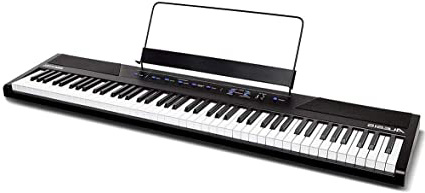 Alesis Recital - Teclado de Piano Digital con 88 Teclas Semi-contrapesadas de Tamaño Completo, Fuente de Alimentación, Altavoces Incorporados y 5 voces de Primera Calidad