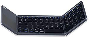 Teclado Bluetooth Plegable con Teclado táctil inalámbrico, AURTEC Recargable, portátil, inalámbrico, para PC, Tableta, Samsung, Android, iOS, Smartphone, Color Gris Oscuro