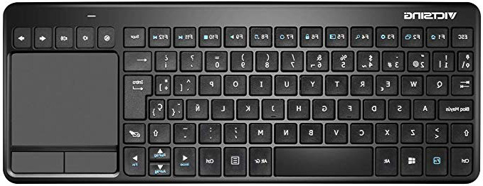 VicTsing Ultra Delgada Mini Teclado Inalámbrico Touchpad con 2.4G B Receptor, QWERTY Español Incluye Ñ para PC/Laptops/Tablet/Smart TV/Portátil – Negro