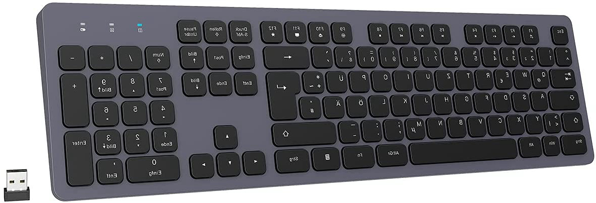 Teclado Inalámbrico Recargable, Ultradelgado Ergonómico