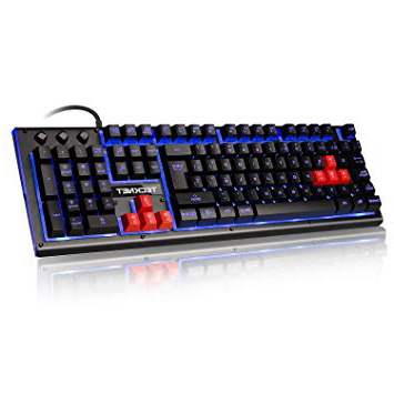 TECKNET Teclado para Juegos, Teclado Mecánico Gaming con Retroiluminación LED para PS4, Mac, Windows. Distribución de Teclas en Español (Contiene la Ñ)