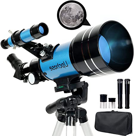 Upchase Telescopio Astronomico, 300/70mm Azul,Viaje