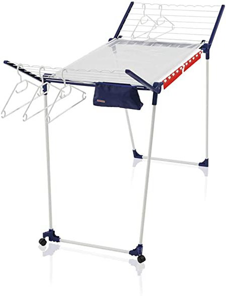 Leifheit Tendedero con alas Pegasus 200 Solid Deluxe Mobile, tendedero de ropa plegable con equipamiento completo, tendedero exterior e interior