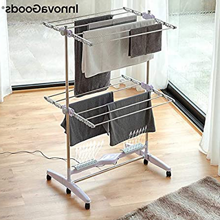 InnovaGoods | Tendedero eléctrico plegable | Flujo de aire Breazy | secado de ropa | 24W | 87 x 143 x 65 cm | Blanco