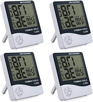 eSYNIC 4 Piezas Termómetro Higrómetro Digital Medidor de Humedad y Temperatura Termohigrometro para Interior y Exterior Habitación Casa Oficina Ambiente
