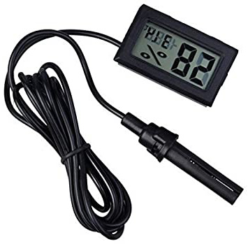 ICQUANZX 2-en-1 termómetro LCD Digital con higrómetro Externo para incubadora de Aves de Corral de Reptiles - Negro
