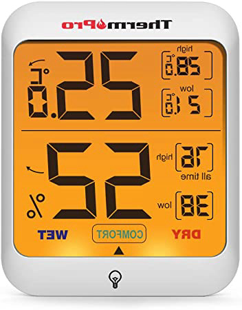 ThermoPro TP53 Termómetro Higrómetro Digital Medidor de Humedad y Temperatura de Interior Termohigrómetro Profesional para Habitación Ambiente con Retroiluminación Táctil