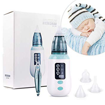 Aspirador nasal, limpiador de nariz de carga USB Ultpeak con 3 niveles de succión, removedor de cera del oído con 3 boquillas de lechón reutilizables para bebés y niños pequeños