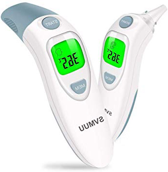 SVMUU Termómetro Digital Frente y Oído, Termómetro Médico Infrarrojo para Bebés, Multifunción 4 en 1, Alarma de Fiebre, Lectura instantánea para niños, Adultos y Objetos, Certifica CE/ROHS/FDA