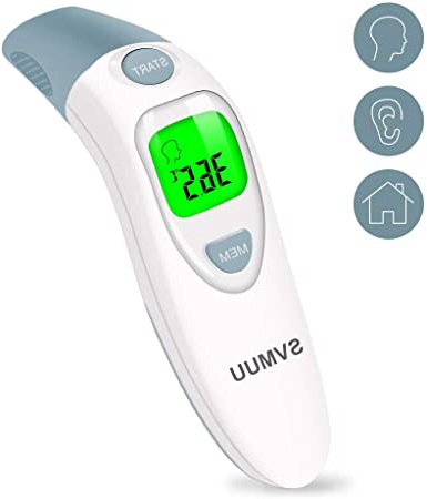 SVMUU Termómetro de oído Médica Termómetro de frente y oído para bebés y adultos, 4 en 1 en precisión profesional Lectura instantánea Fiebre Monitoreo clínico