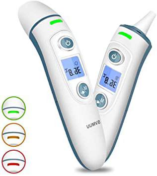 SVMUU Termómetro Digital Bebé, Termómetro de Frente y Oído Infrarrojos, Multifunción 4 en 1, Alarma de Fiebre, Lectura instantánea para Niños, Adultos, Objetos y Ambiente, Certifica CE/ROHS/FDA
