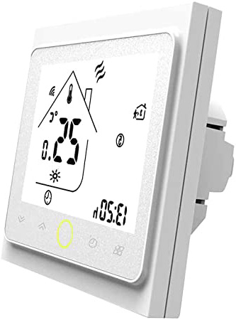 Blusea Termostato Programable WiFi 3A para calefacción Individual de calderas de Gas/Agua Funciona con Alexa/Google Home Contacto seco