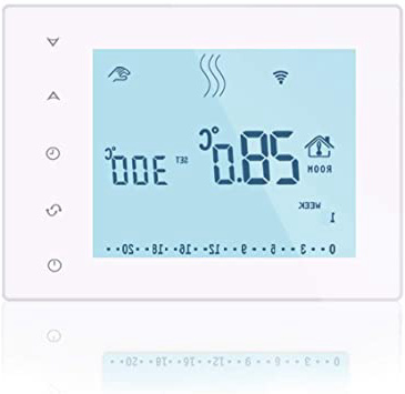 Beok BOT-X306 Termostato inalámbrico programable para caldera de gas con batería y pantalla táctil grande y receptor, blanco