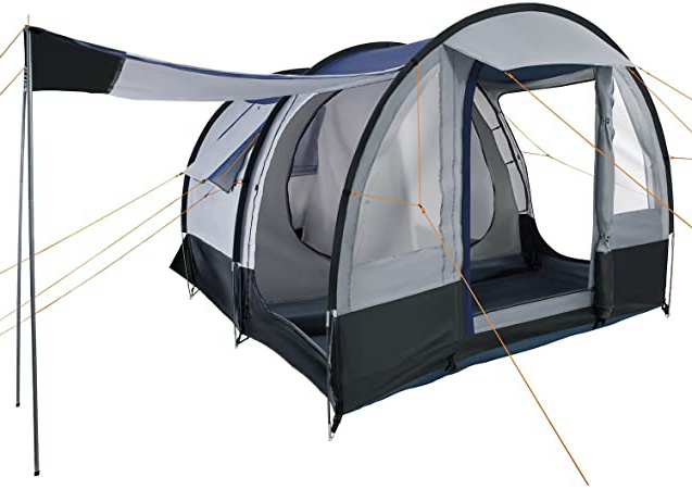 Camp Fuego – Tienda Tipo túnel, Color Negro – Azul/Gris, 4 Personas, Camping Tienda