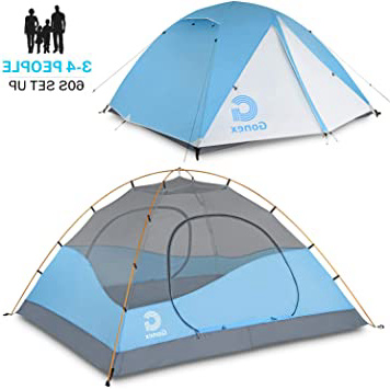 Gonex Tienda de Campaña 3-4 Personas, Tienda de Camping Ligero Impermeable Anti Viento, Tienda Domo para Senderismo Excursionismo Trekking Mochilero Montañismo Acampar Escalada Viaje, Fácil de Montar
