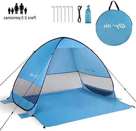 Glymnis Tienda de Playa Pop Up 3-5 Personas Tienda Instantánea Automática Tienda de Playa Portátil UPF 50+ de Gran Tamaño 200×165×130 cm Azul